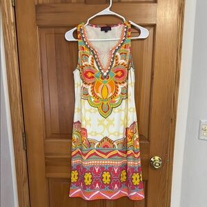 Hale Bob Orange Yellow Plunge Sundress Resort Wear